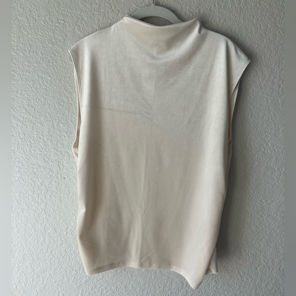 Abercrombie & Fitch Cream Velvet Sleeveless Mock Neck Top NWT XL